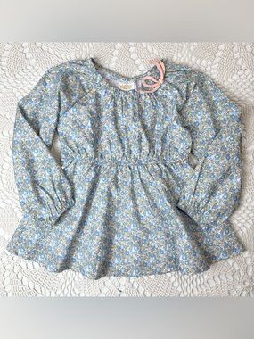The Yellow Lamb Girls 6 Years Florence Floral Gathered Neck Tunic Boutique Shirt
